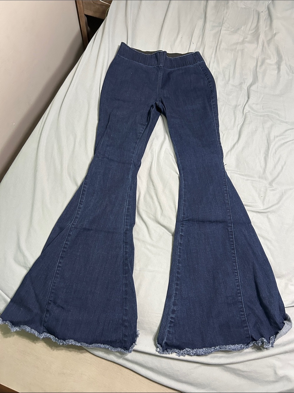 Versona Dark Blue Flare Jeans with Raw Hem